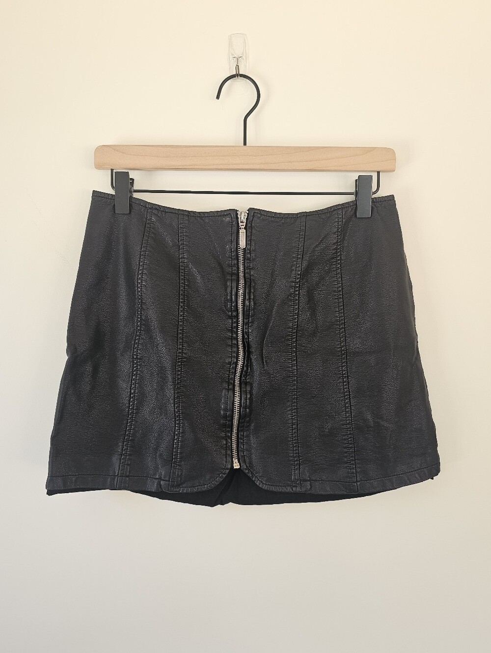 Free People Layla Vegan Leather Black Mini Skirt - Picture 3 of 9